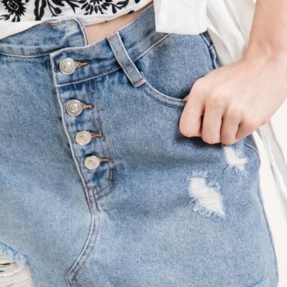 Denim Mini Skirt - Asymmetric - Picture 4 of 4